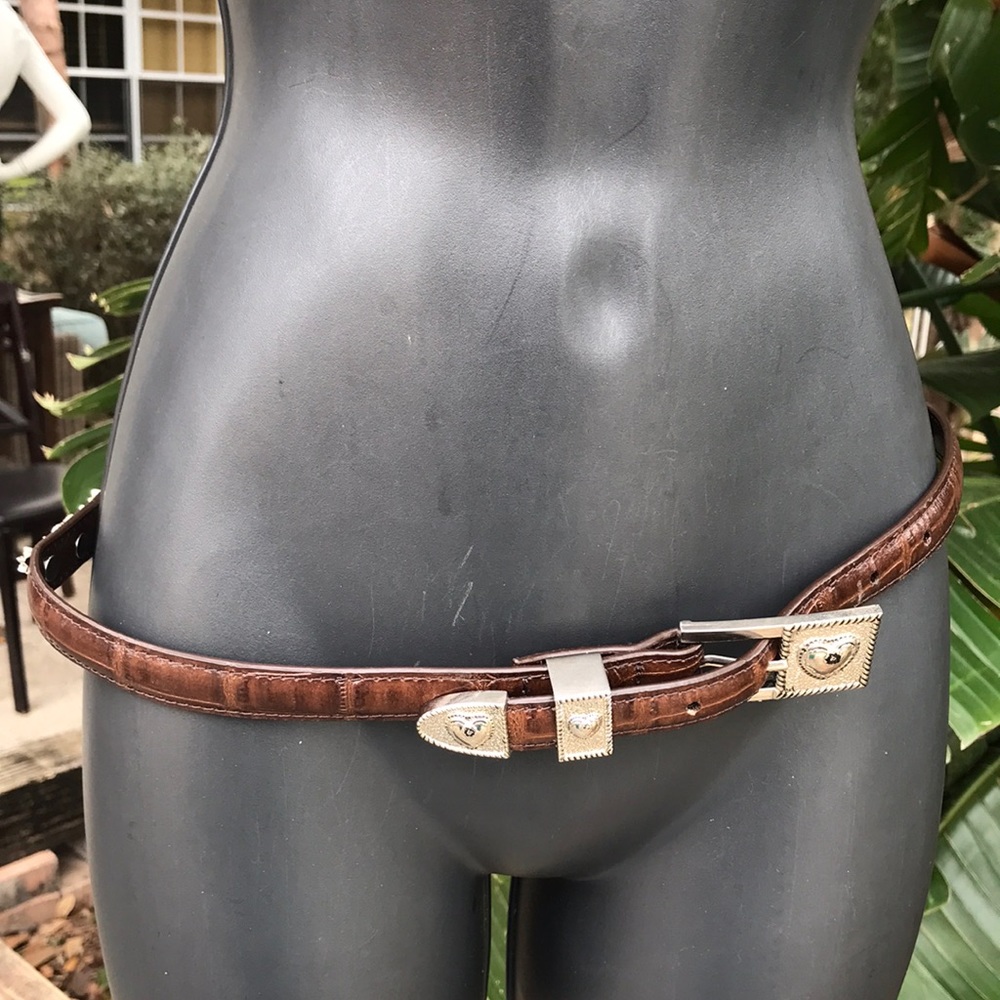 Brighton alligator leather and heart Silver churro belt